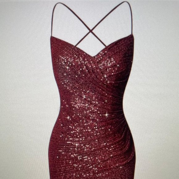 Sequined Formal Dress -- Burgundy --Size 6 - Picture 2 of 8